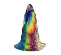 Zkzbdplk Rainbow Butterfly Printed Long Hooded Cape For Teenagers Cosplay Role Party Festival Halloween Costumes