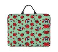 ZKZBDPLK Red Ladybugs On A Blue Background Printed 14 In Waterproof Laptop Case, Portable Handle, 600d Oxford Cloth Strong And Durable For Work Travel On Business