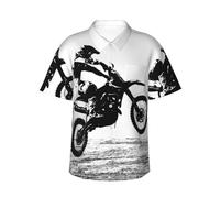 Zkzbdplk Rider Racing Car Hawaiian Shirt - Full-Print Short Sleeve Button-Up Shirt for Men and Teens, Perfect for Beach & Tropical Getaways Black