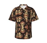 Zkzbdplk Rose Skull Hawaiian Shirt - Full-Print Short Sleeve Button-Up Shirt for Men and Teens, Perfect for Beach & Tropical Getaways