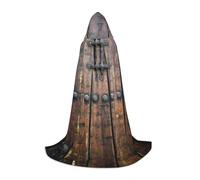 Zkzbdplk Rustic Stall Wooden Door Printed Long Hooded Cape For Teenagers Cosplay Role Party Festival Halloween Costumes