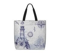 ZKZBDPLK Sail Boat Compass Print Stylish Single Shoulder Tote Bag â€“ Spacious, Lightweight, And Water-Resistant For Everyday Use