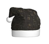 ZKZBDPLK Santa Holiday Party Hat Ancient Egyptian Hieroglyph Print Christmas Hat Unisex Adult Xmas Hat