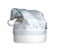 ZKZBDPLK Santa Holiday Party Hat Birds In The Park On A Snowy Day Print Christmas Hat Unisex Adult Xmas Hat