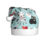 ZKZBDPLK Santa Holiday Party Hat Black And White Cats Print Christmas Hat Unisex Adult Xmas Hat