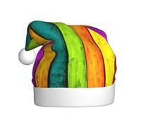 ZKZBDPLK Santa Holiday Party Hat Colored Wooden Board Print Christmas Hat Unisex Adult Xmas Hat