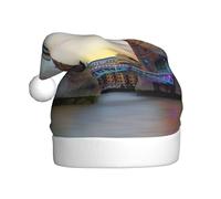 ZKZBDPLK Santa Holiday Party Hat Historic Old Tower Bridge London Print Christmas Hat Unisex Adult Xmas Hat