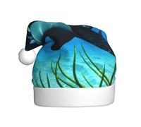 ZKZBDPLK Santa Holiday Party Hat Killer Whales Swim Along Print Christmas Hat Unisex Adult Xmas Hat