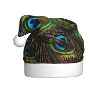 ZKZBDPLK Santa Holiday Party Hat Peacock'S Feather Print Christmas Hat Unisex Adult Xmas Hat