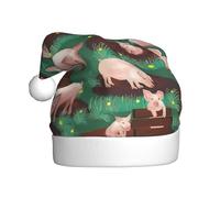 ZKZBDPLK Santa Holiday Party Hat Pigs In Farm Print Christmas Hat Unisex Adult Xmas Hat