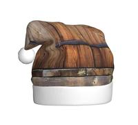 ZKZBDPLK Santa Holiday Party Hat Rustic Wooden Door Print Christmas Hat Unisex Adult Xmas Hat