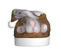ZKZBDPLK Santa Holiday Party Hat Sunflower Elephant Wooden Floor Print Christmas Hat Unisex Adult Xmas Hat