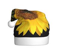 ZKZBDPLK Santa Holiday Party Hat Weed With Sunflower Print Christmas Hat Unisex Adult Xmas Hat