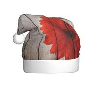 ZKZBDPLK Santa Holiday Party Hat Wooden Board Red Flower Print Christmas Hat Unisex Adult Xmas Hat