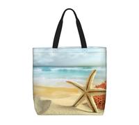 ZKZBDPLK Starfish And Coral On Beach Print Stylish Single Shoulder Tote Bag â€“ Spacious, Lightweight, And Water-Resistant For Everyday Use