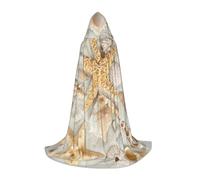 Zkzbdplk Starfish Seashell Sandy Beach Printed Long Hooded Cape For Teenagers Cosplay Role Party Festival Halloween Costumes