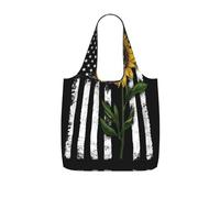 ZKZBDPLK Sunflower And American Flag Print Storage Bag With A Drawstring Backpack For Shopping, Commuting & Travel