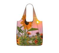 ZKZBDPLK Sunflower With Sunset Print Storage Bag With A Drawstring Backpack For Shopping, Commuting & Travel