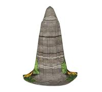 Zkzbdplk Sunflowers Wooden Board Printed Long Hooded Cape For Teenagers Cosplay Role Party Festival Halloween Costumes