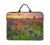 ZKZBDPLK Texas Bluebonnets Scenery Printed 14 In Waterproof Laptop Case, Portable Handle, 600d Oxford Cloth Strong And Durable For Work Travel On Business