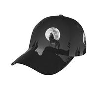 ZKZBDPLK Wolf Night Moon Print Stylish Curved Brim Baseball Cap - Fashionable Full-Print Hat, Comfortable & Breathable - Perfect for Daily Wear, Outdoor Sports, and Travel Black
