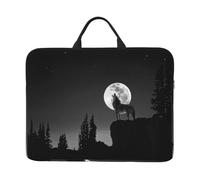 ZKZBDPLK Wolf Night Moon Printed 14 In Waterproof Laptop Case, Portable Handle, 600d Oxford Cloth Strong And Durable For Work Travel On Business