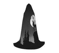 Zkzbdplk Wolf Night Moon Printed Long Hooded Cape For Teenagers Cosplay Role Party Festival Halloween Costumes