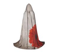 Zkzbdplk Wooden Board Red Flower Printed Long Hooded Cape For Teenagers Cosplay Role Party Festival Halloween Costumes