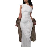 ZKZFCAI Summer Maxi Dresses for Women Bodycon Tank Dress Elegant Sleeveless Ladies Long Dresses Casual Dresses for Party Vacation Cocktail Work Wedding Activewear(White L)
