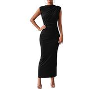 ZKZFCAI Summer Maxi Dresses for Women Bodycon Tank Dress Elegant Sleeveless Ladies Long Dresses Casual Dresses for Party Vacation Cocktail Work Wedding Activewear(Black L)