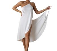 ZKZFCAI Women's Beach Cover Up Dress Women's Beach Dress Summer Beach Wraps Wear Adjustable Straps Wrap Dress Cover Up Beachwear（White）