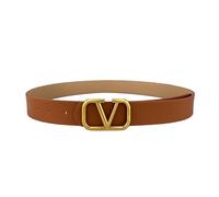 ZKZFCAI Women's Leather Belts for Jeans Pants Fashion Gold Buckle Ladies Dress Belt Adjustable Leather Belts for Women Buckle Thin Waist Belt Waist Strap Waistband (Brown)