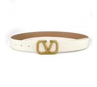 ZKZFCAI Women's Leather Belts for Jeans Pants Fashion Gold Buckle Ladies Dress Belt Adjustable Leather Belts for Women Buckle Thin Waist Belt Waist Strap Waistband (White)