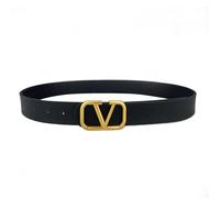 ZKZFCAI Women's Leather Belts for Jeans Pants Fashion Gold Buckle Ladies Dress Belt Adjustable Leather Belts for Women Buckle Thin Waist Belt Waist Strap Waistband (Black)