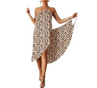 ZKZFCAI Women's Beach Cover Up Dress Women's Beach Dress Summer Beach Wraps Wear Adjustable Straps Wrap Dress Cover Up Beachwear（Leopard）