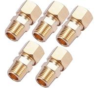 ZKZX Brass Compression Tube Pipe Fitting Connector, Straight Coupling Adapter (3/8" OD Compression x 1/4" NPT Male)