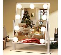 ZL ZELing Vanity Mirror With Lights, 10X Magnification, Smart Touch 3 Colors Dimmable, 360° Rotation for Women Gift