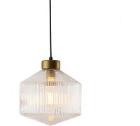 ZLAMP Premium Bronze Metal Hanging Lamp Ribbed Glass Pendant Light Industrial Vintage Pendant Lighting Shade Loft Bar Ceiling Hanging Chandelier (Color : Clear)