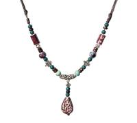 Zlanderah Adjustable Ceramic Beaded Necklace for Women, Boho Handmade Flower Pendant Necklace, Hippie Jewelry for Mom and Wife, Adjustable, Ceramic, No Gemstone