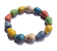 Zlanderah Bohemian Multi Color Round Ceramic Beads Stretch Bracelet, Vibrant Hippie Jewelry Gift Men and Women