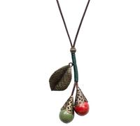Zlanderah Boho Ceramic Beads Y Necklace Leaf Charm for Women