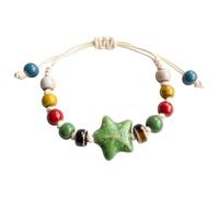 Zlanderah Boho Navy Blue Ceramic Beads Bracelet with Leaf Charm, Adjustable Bohemian Friendship Bracelet for Men and Women, Handmade Hippie Jewelry Gifts, Adjustable, Ceramic, no gemstone