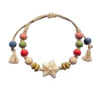 Zlanderah Boho Navy Blue Ceramic Beads Bracelet with Leaf Charm, Adjustable Bohemian Friendship Bracelet for Men and Women, Handmade Hippie Jewelry Gifts, Adjustable, Ceramic, no gemstone