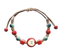 Zlanderah Boho Navy Blue Ceramic Beads Bracelet with Leaf Charm, Adjustable Bohemian Friendship Bracelet for Men and Women, Handmade Hippie Jewelry Gifts, Adjustable, Ceramic, no gemstone