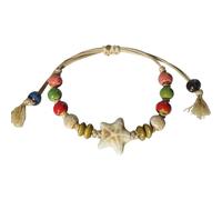 Zlanderah Boho Navy Blue Ceramic Beads Bracelet with Leaf Charm, Adjustable Bohemian Friendship Bracelet for Men and Women, Handmade Hippie Jewelry Gifts, Adjustable, Ceramic, no gemstone