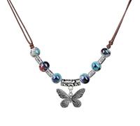 Zlanderah Boho Style Colorful Ceramic Bead Strand Necklace Adjustable Bohemian Jewelry Gift for Women, Fashion Clothing Matching Necklace, Adjustable, Ceramic, No Gemstone