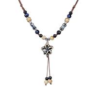 Zlanderah Boho Style Colorful Ceramic Bead Strand Necklace Adjustable Bohemian Jewelry Gift for Women, Fashion Clothing Matching Necklace, Adjustable, Ceramic, No Gemstone