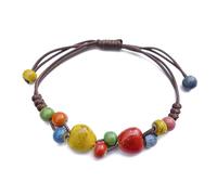 Zlanderah Colorful Ceramic Beaded Bracelet, Adjustable, Ceramic, no gemstone