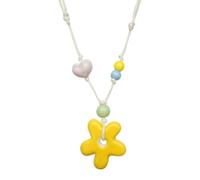 Zlanderah Cute Ceramic Flower Pendant Choker Necklace, Adjustable, Ceramic