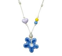 Zlanderah Cute Ceramic Flower Pendant Choker Necklace, Adjustable, Ceramic, No Gemstone